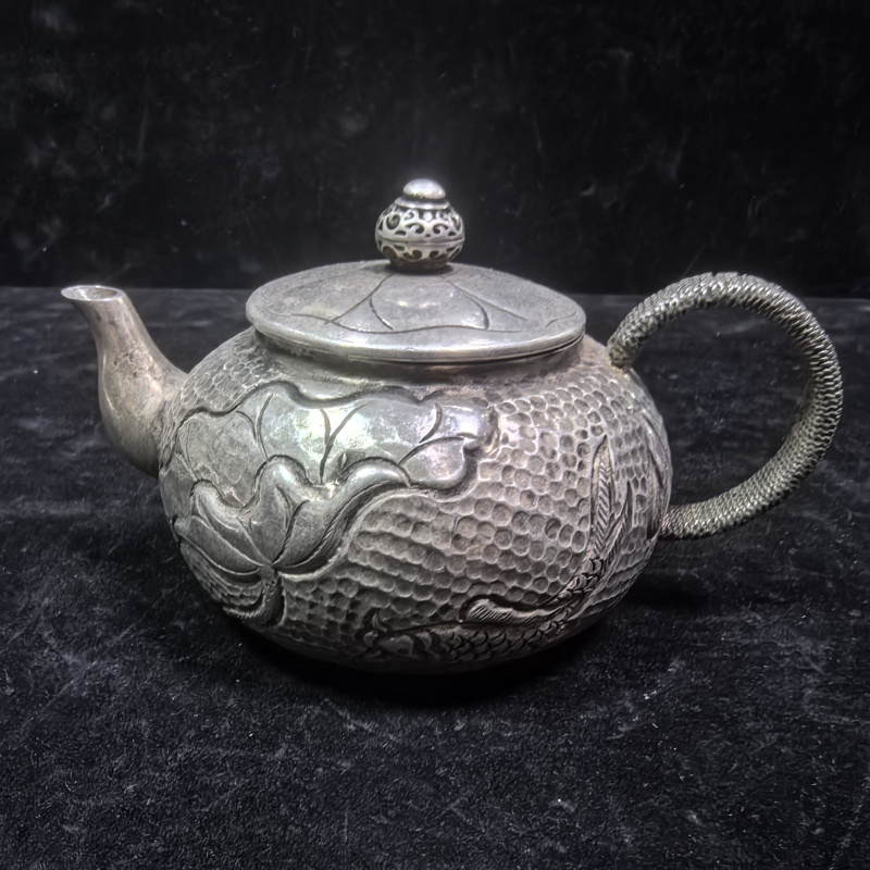 Vintage Collectible Market - Vintage Antique Pure Copper Silver-Plated Teapot