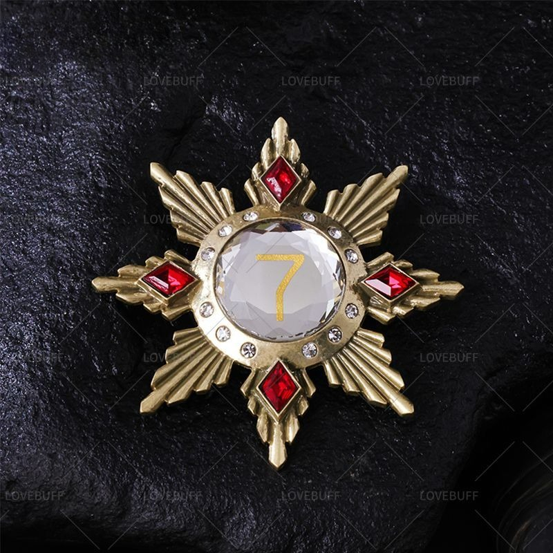 Vintage Collectible Clothing - Golden Star Shaped Number 7 Brooch
