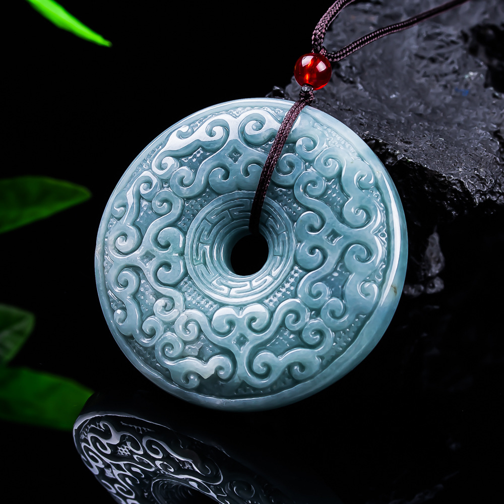 Vintage Jewelry Collection - Natural Burmese Jadeite Flower Pendant Necklace