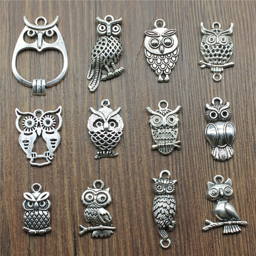 Vintage Collectibles For Sale - 10pcs Charms Owl Antique Silver Color