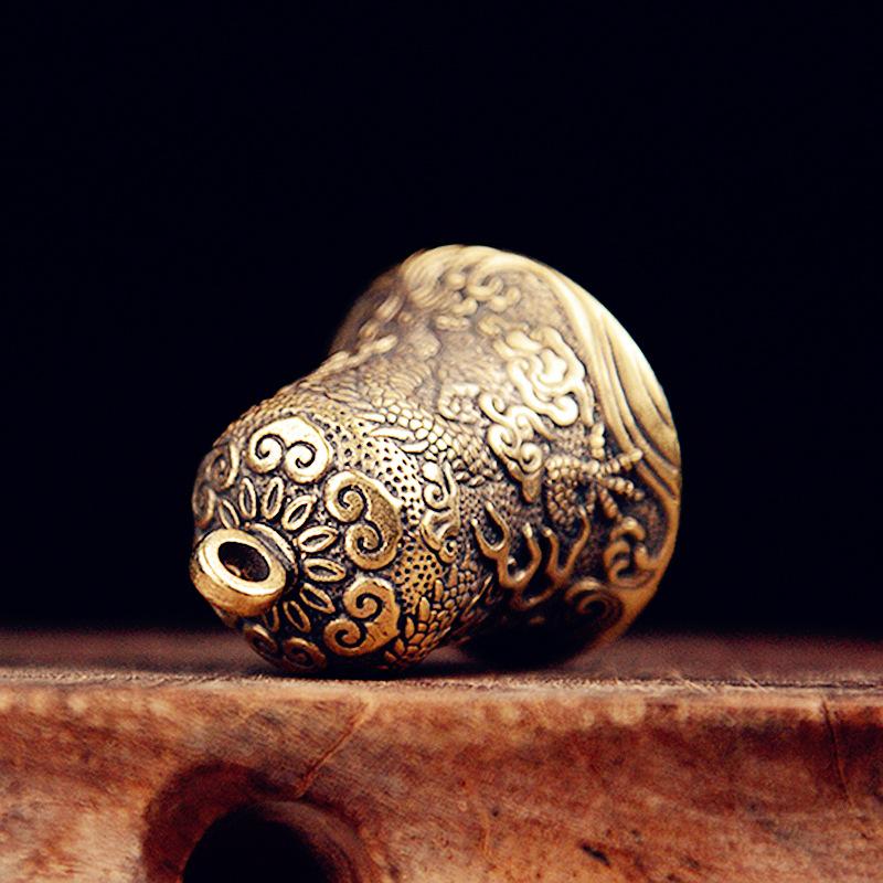 Vintage Collectible Bells - Vintage Brass Bell Carved Dragon Totem