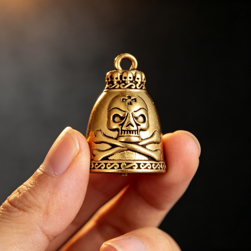 Vintage Collectible Bells - Brass Skull Bell Figurine 3.3cm Vintage
