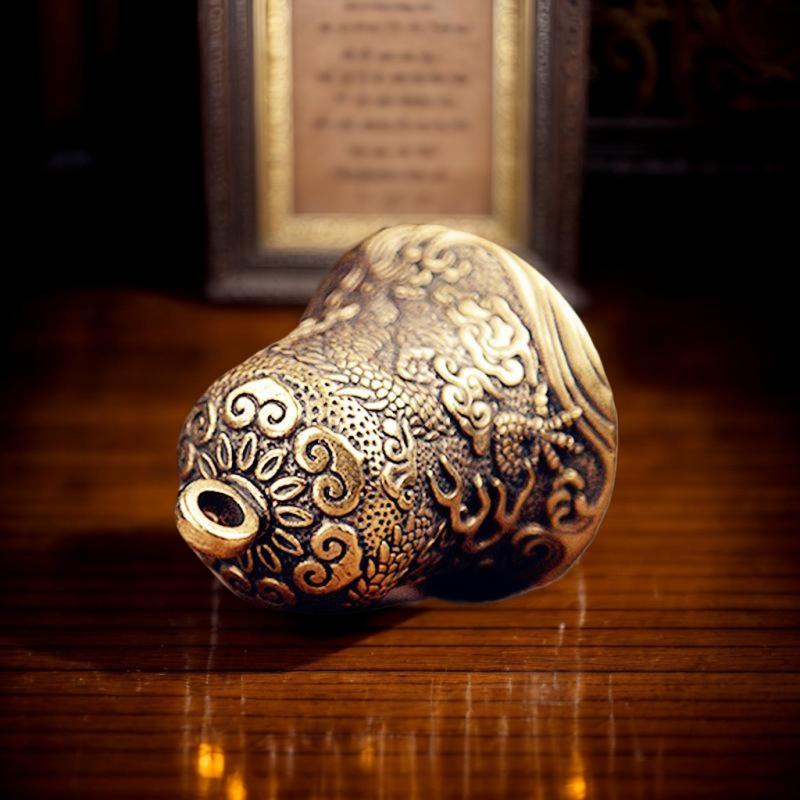 Vintage Collectible Bells - Vintage Brass Bell Carved Dragon Totem
