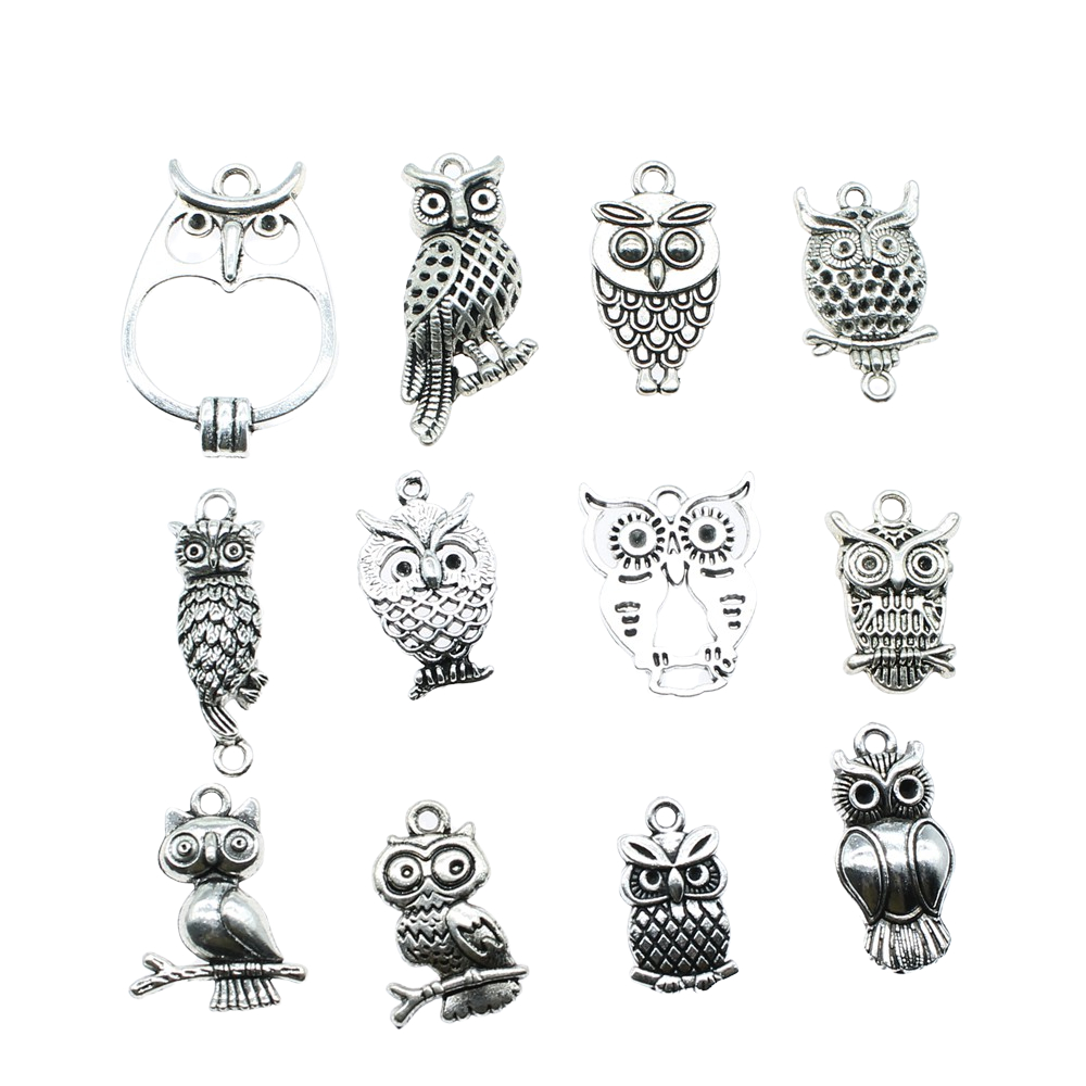 10pcs Charms Owl Antique Silve - Vintage Collectibles For Sale ulasan dan harga
