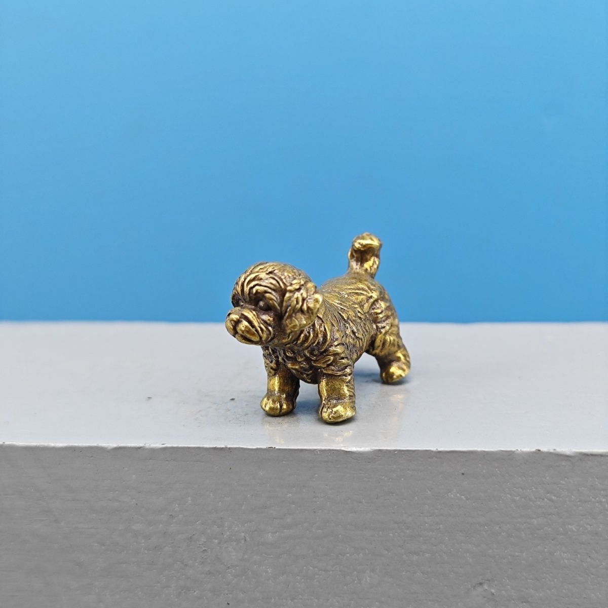 Mini Brass Dog Statue French B - Vintage Collectible Bears ulasan dan harga