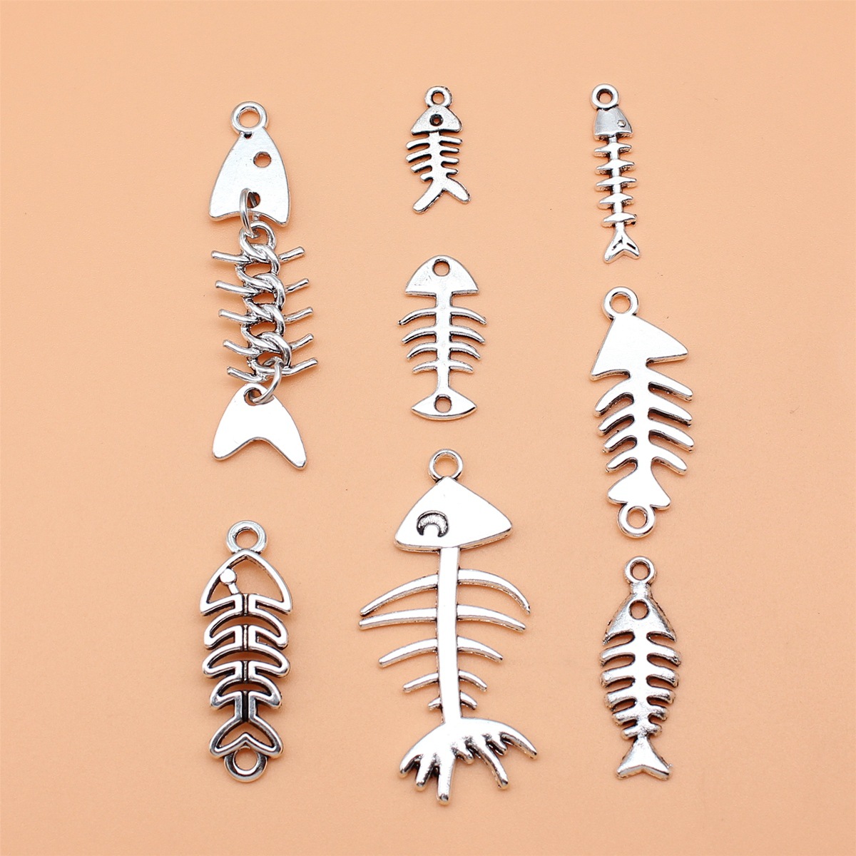 8pcs Antique Silver Color Fish - Vintage Collectible Jewelry ulasan dan harga